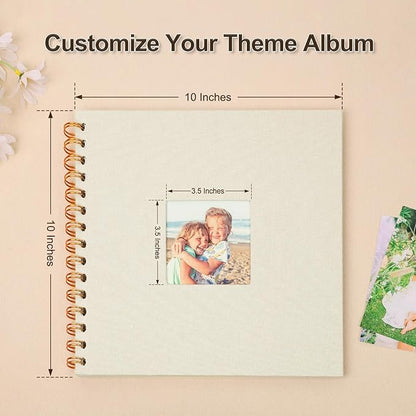 Scrapbook Photo Album 10x10 Inches 80 Pages Hardcover Kraft Paper Linen Cover Scrap Book Memory Book DIY Scrapbook Albums for Wedding Baby Boyfriend Travel Anniversary Family, Beige
