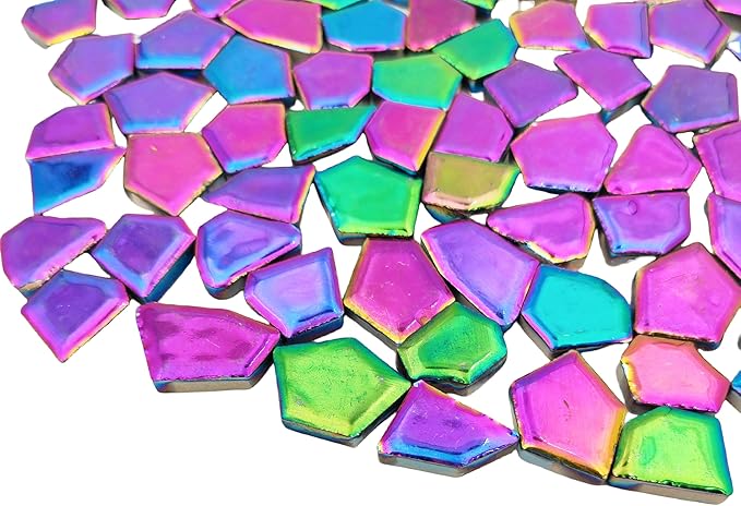 1.1 LB Porcelain Ceramic Mosaic Tiles,Broken Irregular Mosaic Tiles for DIY Craft Floor,Kitchen,Pool, Flower Pots Mosaic Making Supplies (Rainbow)