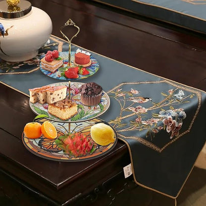 Three-Tier Diamond Painting Wooden Cake Stand DIY Sunflower Diamond Painting Cupcake Towel-Lined Tiered Tray Reusable Pastry Stand (Butterfly)