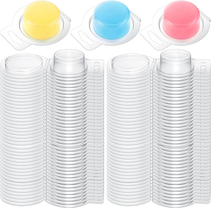 Wesiti 100 Pcs Wax Melt Molds Clear Empty Plastic Wax Melt Clamshells Container PET Single Cube 1 oz Candle Molds for DIY Chocolates Soap Wickless Candles Making