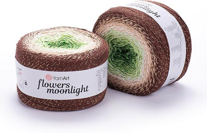 1 Skein/Pack YarnArt Flowers Moonlight Gradient Glitter Yarn, Each Ball 9.17 oz (260 gr) / 1094 Yards (1000m), 53% Cotton 43% Acrylic 4% Metallic Polyester, Yarn for Knitting and Crochet (3272)