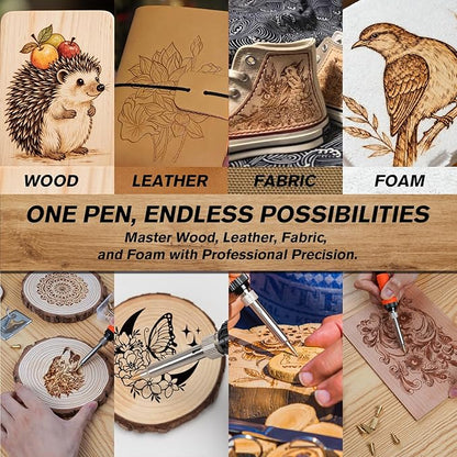 K KERNOWO Wood Burning Kit - 81Pcs All-in-One Wood Burning Tool Pen Adjustable Temperature Wood Burner Kit Crafts Gifts for Adults & Teens, Woodburning Kits for Beginner Pyrography