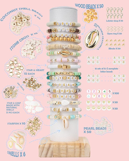 Deinduser Bracelet Making Kit, 7200pcs Clay Beads, 24 Colors 2 Boxes Beads for Bracelets, Clay Bead Bracelet Making kit with Letters, Numbers, Spacers, Ideal Gifts for Holidays