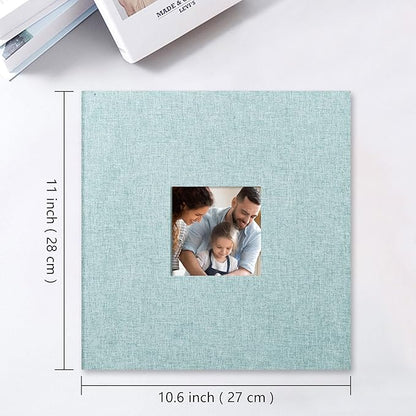 Vienrose Large Photo Album Self Adhesive for 4x6 8x10 Pictures Linen Scrapbook Album DIY 60 Blank Pages with A Metallic Pen