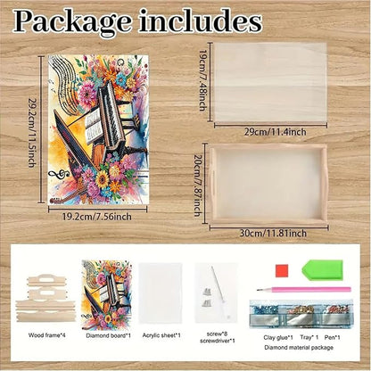 SHLUHA Diamond Art Kits for Adults Diamond Painting Wooden Serving Trays with Handle Food Tray for Party Breakfast Home Decor Gift