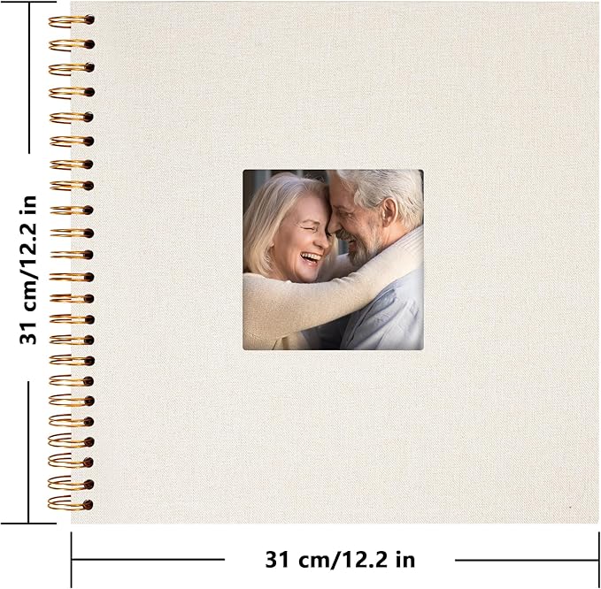 Yopih Linen Covered Scrapbook Photo Album, 12x12 Inches with Hardcover Kraft White Pages - Ideal for Travel, Wedding, Guest Book, Christmas, Baby Shower (40 Sheets/80 Pages)