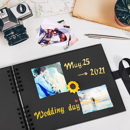 Vienrose Scrapbook Album 80 Pages, DIY Photo Album with Accessories, Red Kraft Paper Memory Book for Wedding, Birthday, Travel, Valentine, Mother’s Day, 11x8 Inches