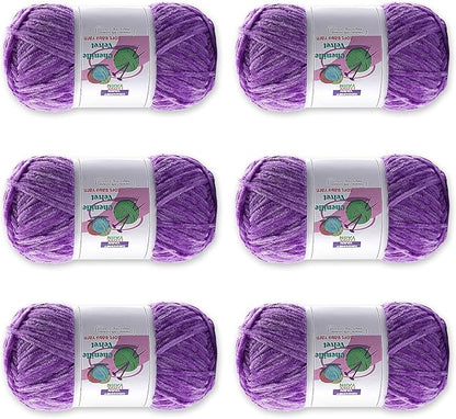6 Skeins Soft Fluffy Velvet Yarn, Chenille Chunky for Hand Knitting and Crocheting DIY Craft, Amigurumi Crochet Yarns（6×196.8yds, 6×3.5oz） (Purple)