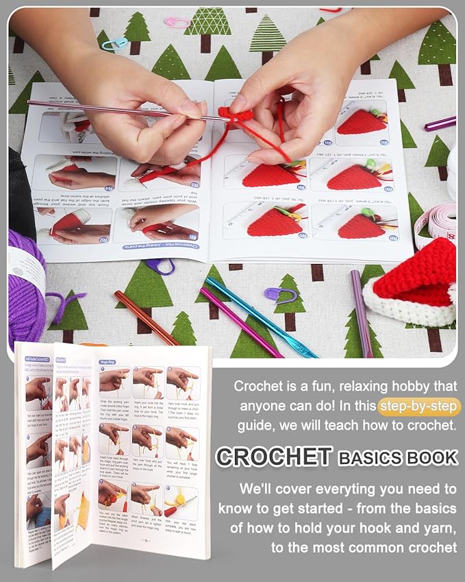 Aeelike Crochet Kit for Beginners Young and Old, First Crochet Kit for Adults Include 23pcs Crochet Hooks, 655 Yards Yarn Set for Crocheting, Instruction, Bag, Crochet Accessories and Supplies, Grey