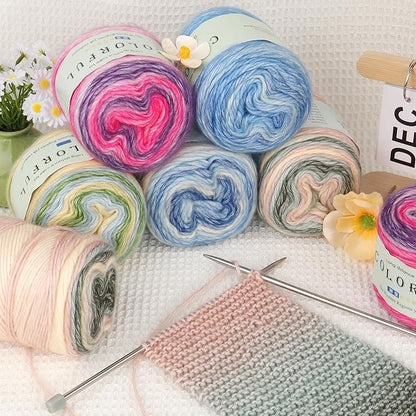 Aeelike Cake Yarn for Crocheting, 3 Skeins Gradient Yarn 100g (3.52 oz) 245m (267 Yards) # 3 Light Weight, Soft Ombré Yarns Fairyland Yarns Rainbow for Making Colorful Crafts, Mint Green Gradient