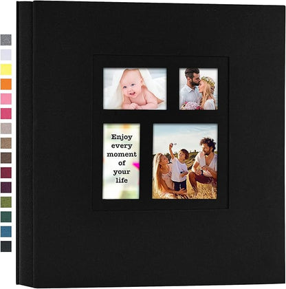 potricher Photo Album 4x6 1000 Photos Linen Cover Large Capacity Picture Albums for Family Wedding Anniversary Baby Vacation (Black)