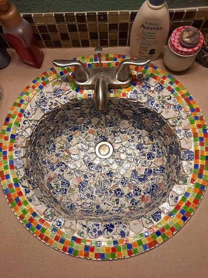 1.1 LB Porcelain Ceramic Mosaic Tiles,Broken Irregular Mosaic Tiles for DIY Craft Floor,Kitchen,Pool, Flower Pots Mosaic Making Supplies (Porcelain 07)