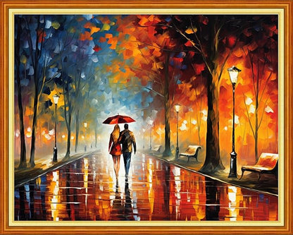 DMCVIVR Stamped Cross Stitch Kits for Beginners Adults Needlepoint Kits for Beginners Embroidery Kits for Adults Crossstitch Kit for Beginners 11CT-Romantic Night Scenery 16x20 inchs