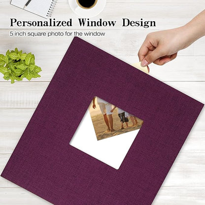 potricher Linen Hardcover Photo Album 4x6 1000 Photos Large Capacity for Family Wedding Anniversary Baby Vacation (Purple, 1000 Pockets)