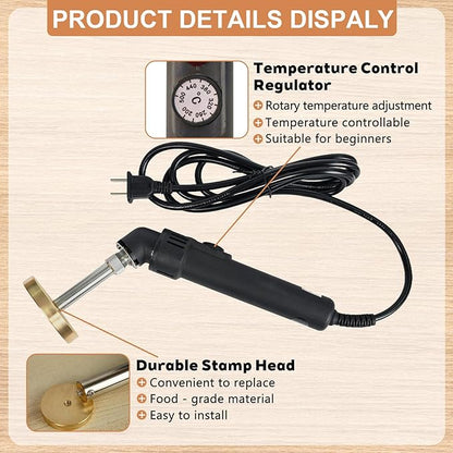 Terwex Custom Electric Branding Iron for Wood with Adjustable Temperature – Wood Branding Iron Personalized Stamp Logo for Food Leather Crafts, Metal Branding Stamp for DIY Gifts & Woodworking Tools