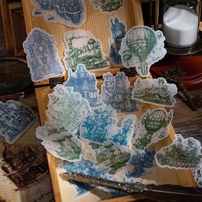 AuriicLeaf Retro Steampunk Washi Stickers, 180 Pcs Mechanical Ephemera for Scrapbooking, Journaling, DIY Crafts, and Art Supplies