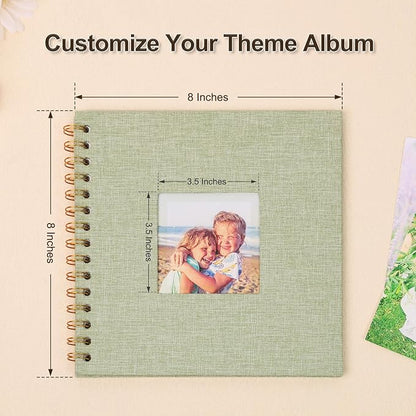 Scrapbook Photo Album 8x8 Inches 40 Pages Hardcover Kraft Paper Linen Cover Scrap Book Memory Book DIY Scrapbook Albums for Wedding Baby Boyfriend Travel Anniversary Family, GreenGrass