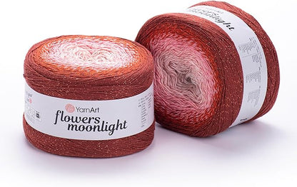2 Skein/Pack YarnArt Flowers Moonlight Gradient Glitter Yarn, Each Ball 9.17 oz (260 gr) / 1094 Yards (1000m), 53% Cotton 43% Acrylic 4% Metallic Polyester, Yarn for Knitting and Crochet (3288)