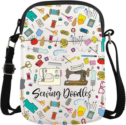 GJTIM Sewing Gift for Women Sewing Project Bag Sewing Doodles Zipper Pouch Quilter Gift Tailor Gift for Costume Designer (Sewing Doodles CR)