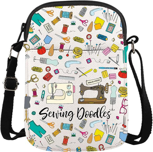 GJTIM Sewing Gift for Women Sewing Project Bag Sewing Doodles Zipper Pouch Quilter Gift Tailor Gift for Costume Designer (Sewing Doodles CR)