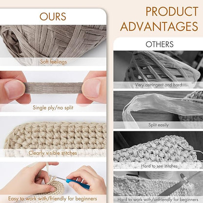NICEEC 2 Skeins Soft Tape Yarn, Easy Crohcet Raffia, Crochet & Knitting, Paper Ribbon Yarn for DIY Craft Gift Wrapping Total Length 1.76oz×2/109yds×2 - Grayish Brown