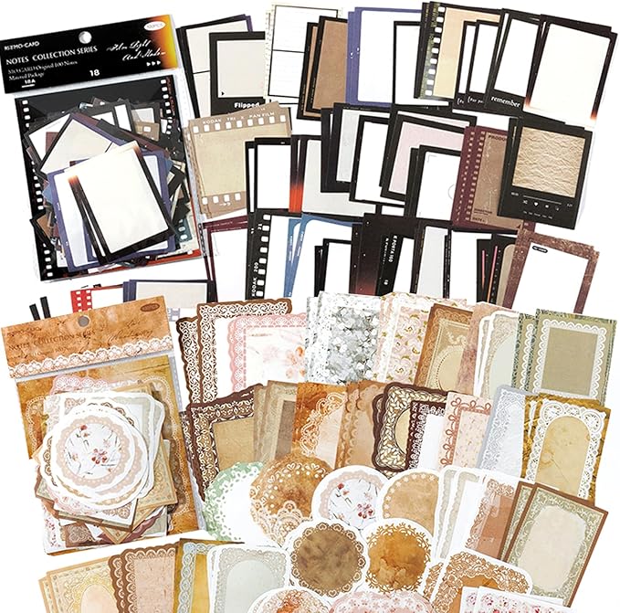SIBLYMONA 200Pcs Vintage Memo Material Pack Memo Collection Series for Scrapbooking, Junk Journal Supplies DIY Art Crafts Bullet Journal Diary Album Planne (SetA)