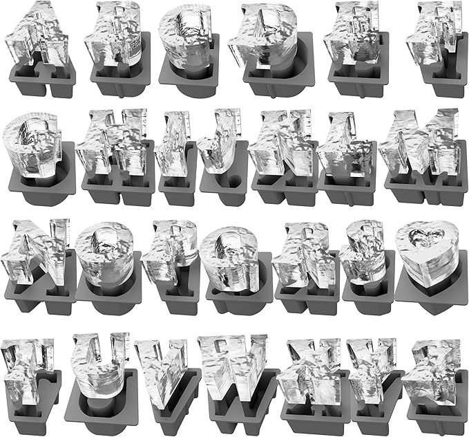 26 Pack Letter Ice Cube Molds - Alphabet Resin Clay Jewelry Casting Molds for Resin, Candle Making & Craft Supplies