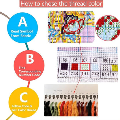 Zhenqing Golden Autumn Cross Stitch Kit – 11CT 152x60cm Large Aida Cloth with Maple Leaves & Stone Path – Warm-Toned Fall Landscape Wall Art Decor(64676)