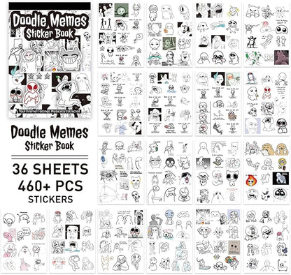 PRSTINCOL Meme Sticker Book, 30 Sheets 460+ Pcs, Black and White Funny Meme Stickers for Adults and Teens, Die Cut Vinyl Stickers for Journaling Scrapbooking DIY