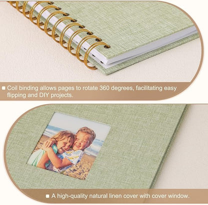 Scrapbook Photo Album 10x10 Inches 80 Pages Hardcover Kraft Paper Linen Cover Scrap Book Memory Book DIY Scrapbook Albums for Wedding Baby Boyfriend Travel Anniversary Family, GreenGrass