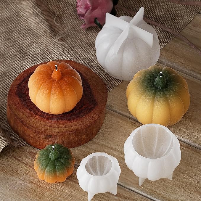 3 Pack Pumpkin Resin Molds Pumpkin Mold - Resin Casting Silicone Molds for Home Decor & Candle Making Wave Spiral Mold