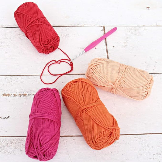 Threadart Crochet 100% Pure Cotton Yarn Set | Flower Child Colors | Pack of 4 Skeins Each 50 Grams | Worsted Medium #4 Yarn | 85 yds per Skein