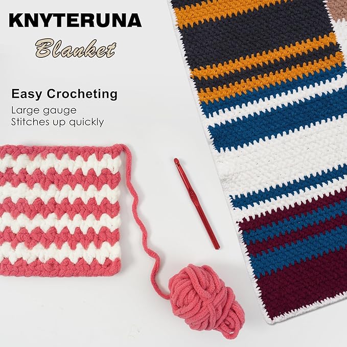 #6 Super Bulky Blanket Yarn for Crocheting - 4 Skeins(Each 10.5oz/300g, 220yds/201m), Chunky Chenille Thick Plush Big Soft Yarn for Crocheting Knitting Blankets, Terracotta Rose