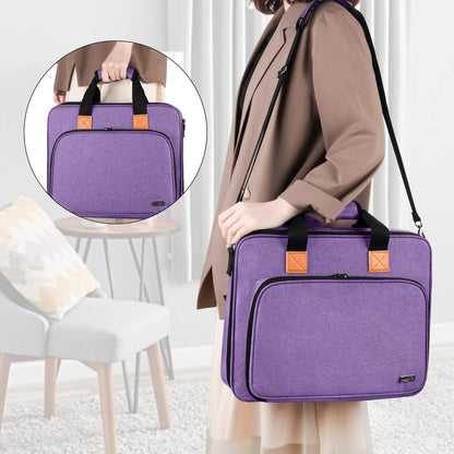 Luxja Embroidery Project Bag with Compartments & Shoulder Strap (Purple)