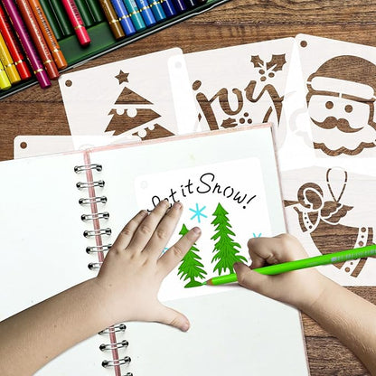 50 PCS Christmas Painting Stencils Reusable Christmas Stencils for Painting on Wood Rocks Canvas Fabric Glass Pottery 4x4 Inch