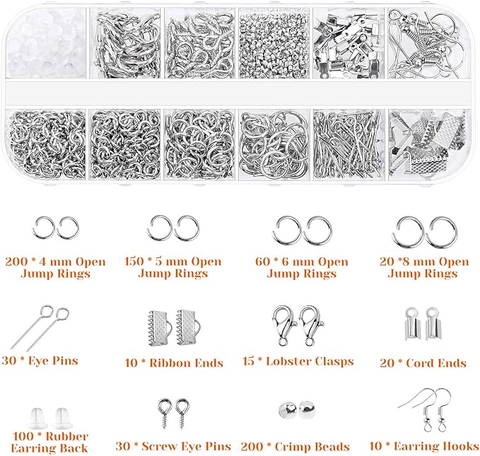 Audab Jewelry Making Kit with Tools, Wires, Charms and Findings for Jewelry Making and Repair