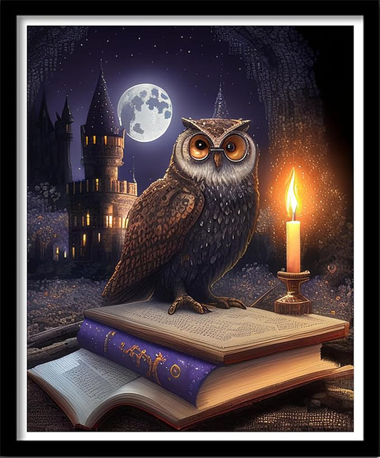 Findvoor Stamped Cross Stitch Kits for Beginners Full Range of Cross Stitching Embroidery Pattern for Adults, 11CT DIY Needlepoint Embroidery Starter Kits-Magic Owl 15.7x19.7 inch