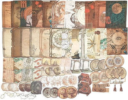 100PCS Vintage Journaling Scrapbooking Supplies Ephemera Pack for Junk Journal Planners Decoupage Paper Scrapbook Stickers Aesthetic Cottagecore Collage Craft Album (Astronomy)