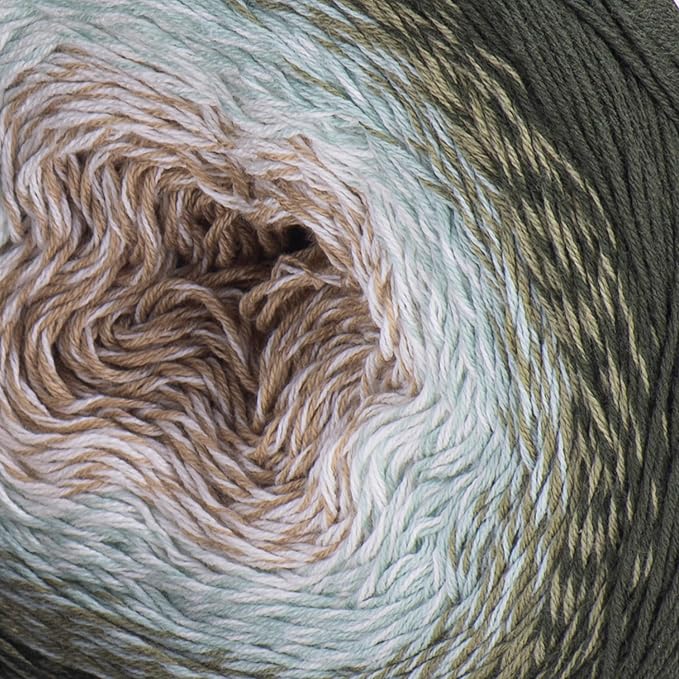 2 Skein/Pack Yarnart Flowers Gradient Yarn, Each Ball 8.8 Oz (250gr) / 1094 Yards (1000m), 55% Cotton 45% Acrylic, Superfine Fingering Weight for Knitting and Crochet, 311 - Dark Green Brown