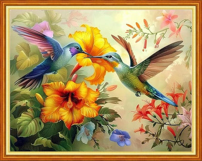 Artvxeay Stamped Cross Stitch Kits | Embroidery Kits for Beginners Craft Kit Needlepoint for Adults Supplies DIY 11CT- (Hummingbirds Collect Honey 16x20 inch)
