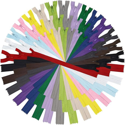 Invisible Zipper, DOITEM 45pcs 8 Inch 12 Inch 16 Inch Invisible Multicolor Nylon Coil Zippers for Sewing and Crafts 15 Colors