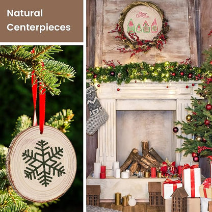 Maputune 8 Pcs 12-13 in Large Unfinished Wood Slices for Centerpieces, Natural Rustic Wooden Plate for DIY Craft, Round Wood Chips for Signage Painting Wedding Party Christmas Decor