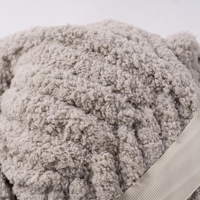 Light Grey Jumbo Chunky Chenille Yarn for Crocheting, Thick Plush Yarn for Hand Knitting Blankets, Super Soft Bulky Yarn for DIY Projects, 2 Jumbo Pack