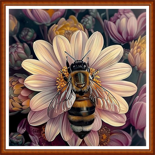 Joyhoor Stamped Cross Stitch Kits for Beginners Needlepoint Kits for Adults Embroidery Kits 11CT Counted Cross Stitch Kits Printed Embroidery Pattern- Bees Gather Nectar 18x18 inchs