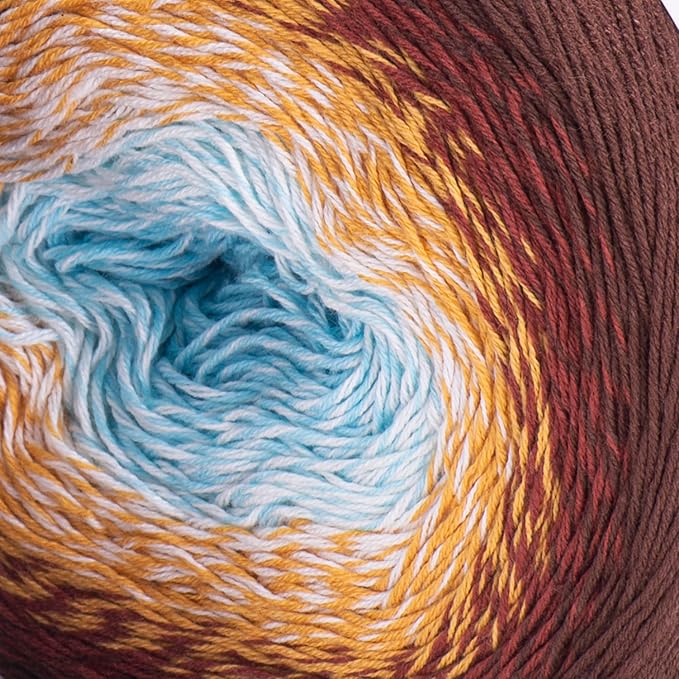1 Skein/Pack Yarnart Flowers Gradient Yarn, Each Ball 8.8 Oz (250gr) / 1094 Yards (1000m), 55% Cotton 45% Acrylic, Superfine Fingering Weight for Knitting and Crochet, 296 - Brown Blue