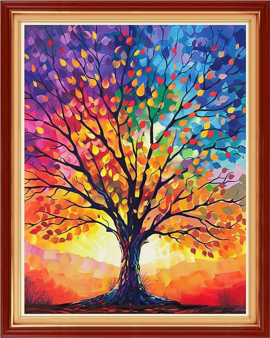 Artvxeay Stamped Cross Stitch Kits | Embroidery Kits for Beginners Craft Kit Needlepoint for Adults Supplies DIY 11CT- (Sunlight Tree 16x20 inch)