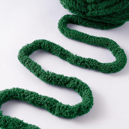 Green Jumbo Chunky Chenille Yarn for Crocheting, Thick Plush Yarn for Hand Knitting Blankets, Super Soft Bulky Yarn for DIY Projects, 2 Jumbo Pack