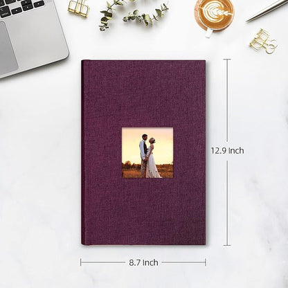 Mublalbum Photo Album 4x6 300 Photos Linen Cover with Memo Areas Photobook Pictures Book for Wedding Family Baby and Vacation (Purple)