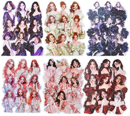 AuriicLeaf Elegant Girl PET Sticker Set, 120PCS Vintage Fashion Girl Stickers with Silver Accents for Scrapbooking Journaling DIY Crafts Art Supplies