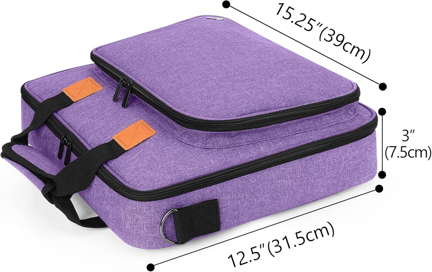 Luxja Embroidery Project Bag with Compartments & Shoulder Strap (Purple)